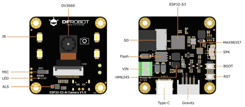 Mechanical Drawing - DFRobot DFR1154 ESP32-S3 AI Camera Module